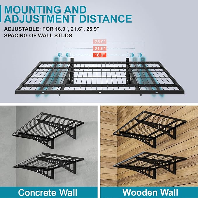 2-Pack 2×3ft Garage Wall Shelving, 24×36 inches Heavy Duty Wall Mounted Shelves - Image 3