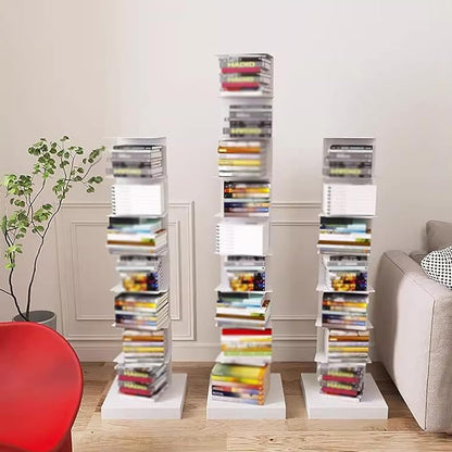 Invisible Vertical Spine Bookshelf Tower, Tall Narrow Metal Bookshelf - Image 2