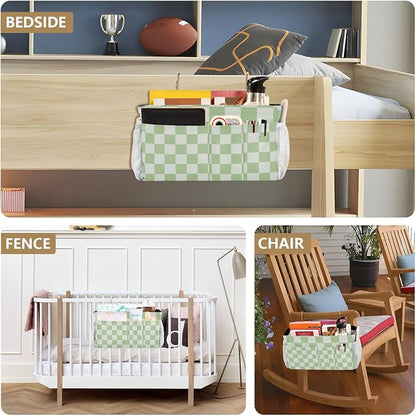 Checkered Mint Green and White Bedside Caddy - Image 8