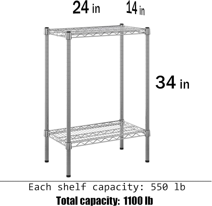 14" Deep x 24" Wide x 34" Height Wire Shelving Kit | 2-Tier | NSF Commercial - Image 3