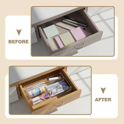 Acrylic Desk Drawer Organizer 11 x 6.1 x 1.38 Inch Storage Tray Organizer - Image 4