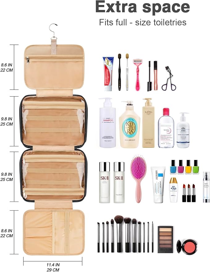 Women's Hanging Toiletry Bag, Waterproof Travel Cosmetic Organizer - Image 8