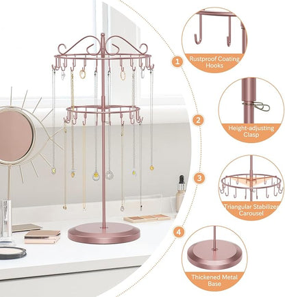 iDavosic.ly 2 Tier Rotating Necklace Holder Organizer - Image 4