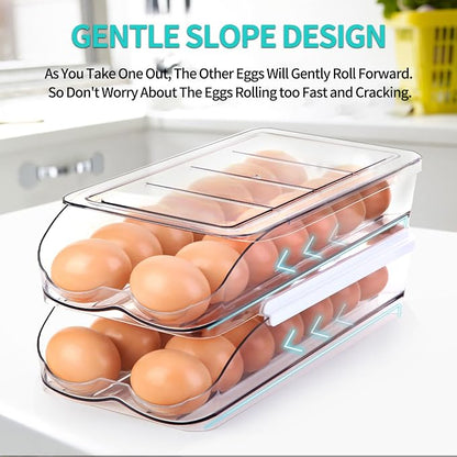 Egg Holder for Fridge, Automatically Rolling Egg Container for Refrigerator - Image 2