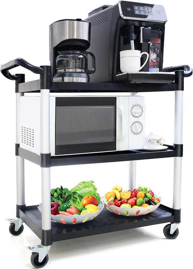 Utility Carts with Wheels, 3-Tier Rolling Cart with Wheels, Heavy Duty 510 LBS - Image 7
