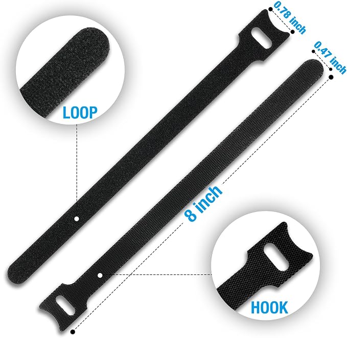 100 PCS 8-Inch Cable Ties, Reusable Cable Management, Under Desk Cord Organizer - Image 2