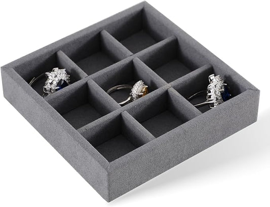 Dark Blue Jewelry Display Tray Ring Necklace Earring Bangle Organizer by Yinbeini