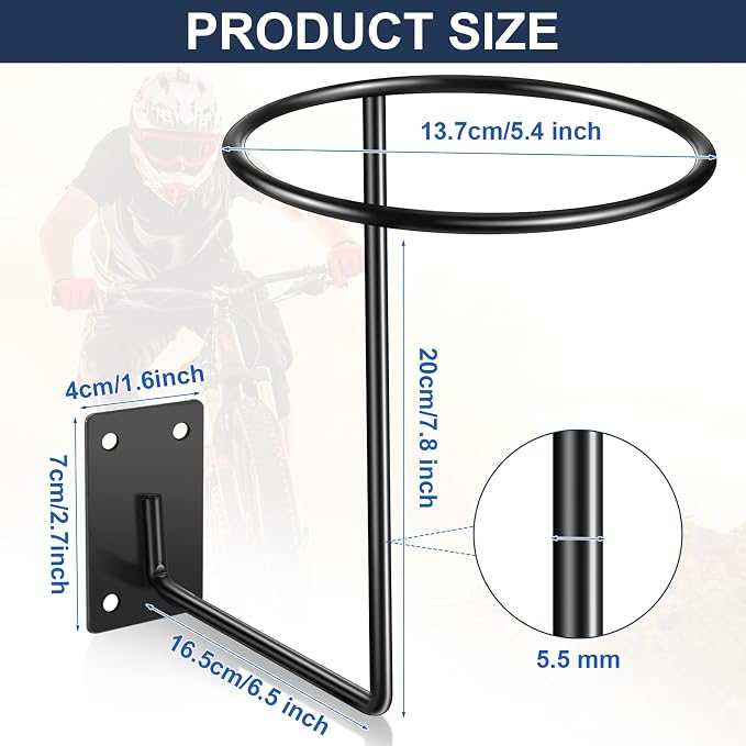 6 Pack Helmet Hanger Wall Mount Motorcycle Helmet Rack Metal Ball Holder - Image 2
