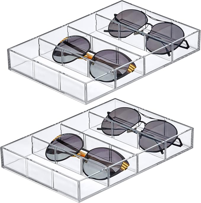 Amazing Abby - Soleil - 2-Pack Acrylic 4-Compartment Sunglass Organizer by AmazingAbby