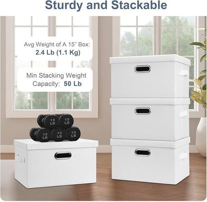 Medium 15" 21 Quart Collapsible Stackable Storage Bins - Image 4