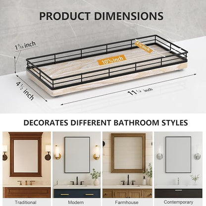 Bathroom Tray for Counter Top Organizer – Ash Wood Vanity Tray - Image 6