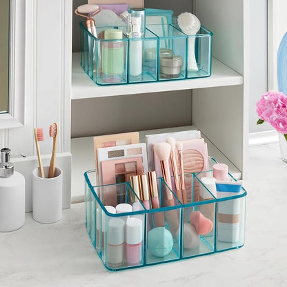 STORi 5-Compartment Plastic Organizer, Ocean Mist, Rectangular Divided Makeup - Image 6