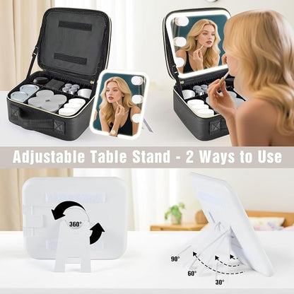 Makeup Bag with Removable Lighted Mirror, Travel Make up Bag with Lights - Image 2