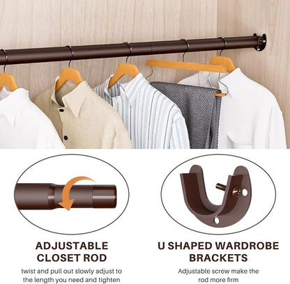 Closet Rod - Closet Rods for Hanging Clothes, 17 to 53 inch Adjustable Closet - Image 4
