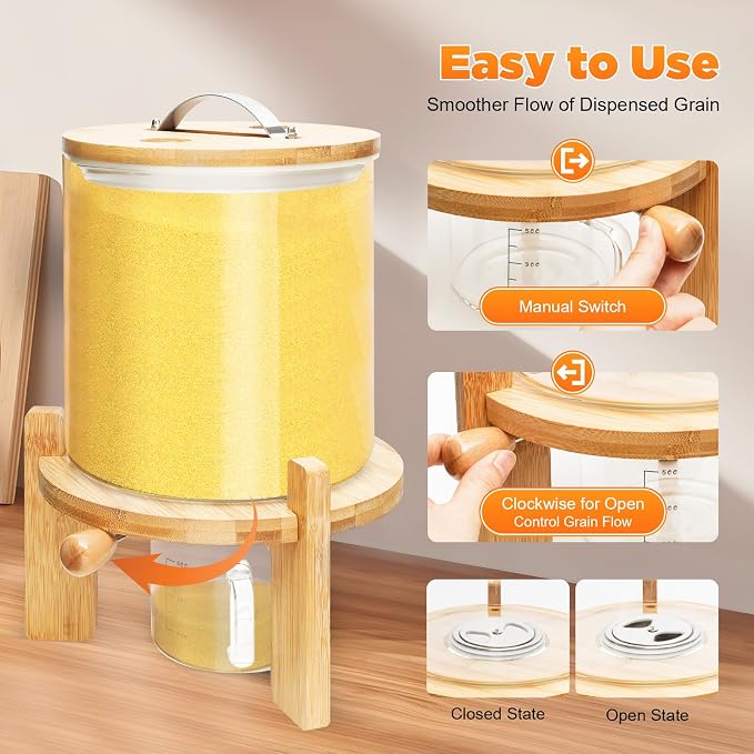 1.32gal Glass Rice Dispenser - Image 3