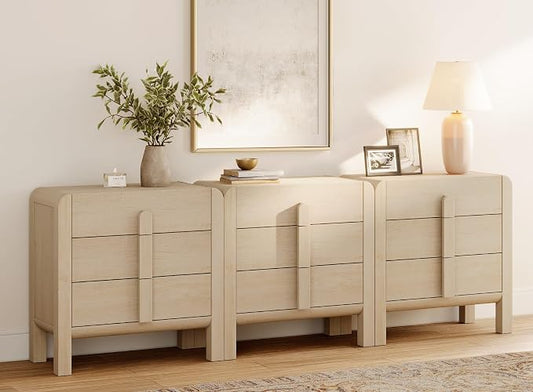 WAMPAT 3 in 1 9 Drawer Dresser for Bedroom, 94.5" Wide Mid Century Modern Wide by WAMPAT