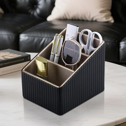 KINGFOM 3 Slot PU Leather Remote Controller Holder, Home Sundries Storage Box - Image 7