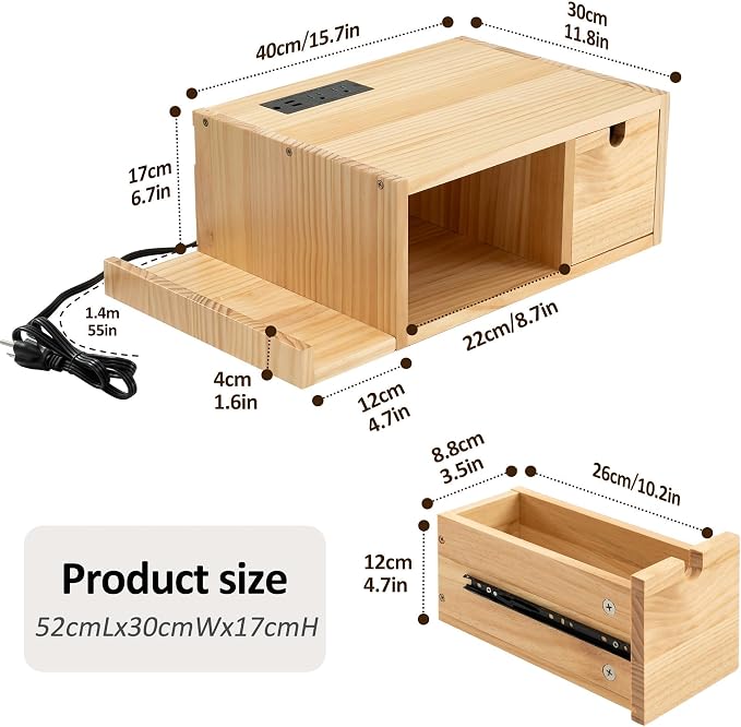 Afuly Floating Nightstand with Charging Station, Wall Mount Night Stand with - Image 3