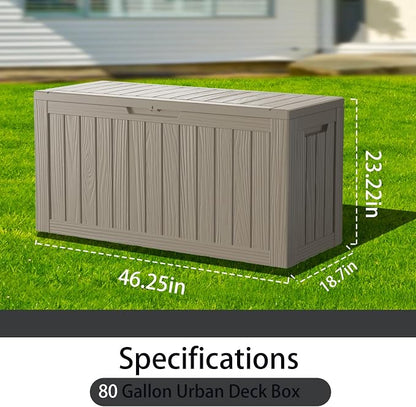 80 Gallon Outdoor Storage Box Waterproof Lockable Resin Deck Box Large - Image 2