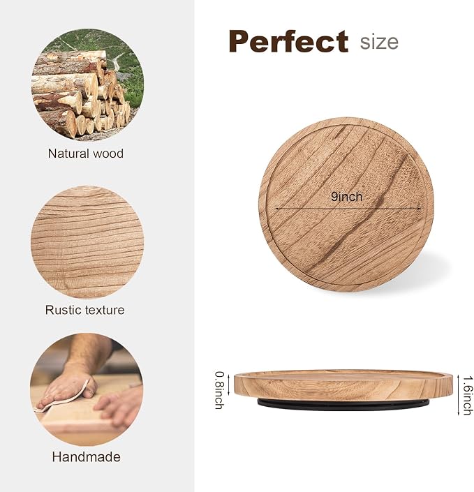 Wood Lazy Susan Organizer Kitchen Turntable - Image 3
