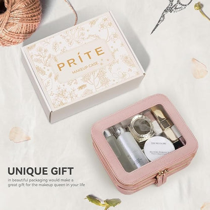 Prite Double Layer Makeup Bag for Women Portable Clear Makeup Bag Cute - Image 6