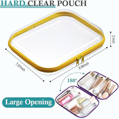Sanwuta 6 Pcs Clear Hard Zipper Case Pencil Pouches Hard Plastic Zipper Pouches - Image 2