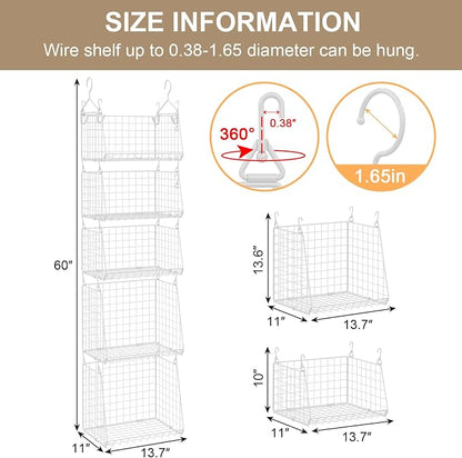 Sonyabecca 5-Tier Hanging Laundry Basket Organizer: Foldable Wire Shelf Basket - Image 7