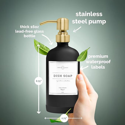 Vine Creations Black Glass Soap Dispenser, 2 Pack Kitchen Soap Dispenser Set - Image 5