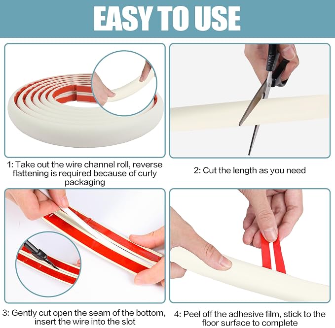 Floor Cord Cover Cable Cavity Self Adhesive Cord Hider Floor 10FT Floor Cable - Image 7