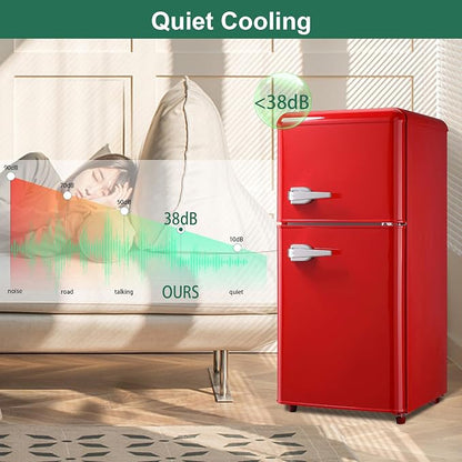 Retro Mini Fridge, 3.2 Cu. Ft. Small Refrigerator - Image 6