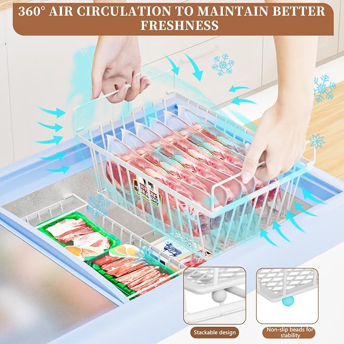 Freezer Organizer Bins ，Enhanced Leak-Proof Bottom，4 Pack Stackable Deep - Image 6