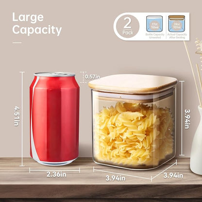 Square Glass Jars with Bamboo Lids 27 FL OZ, Glass Canisters with Airtight Lids - Image 2