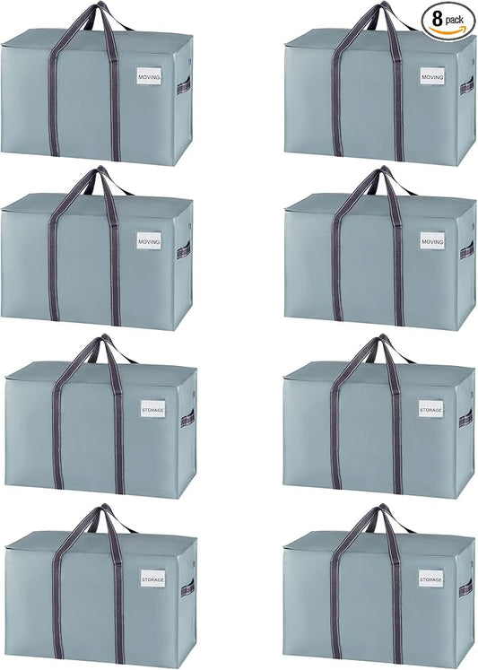 VENO 8 Pack Moving Bags and Large Christmas Storage Bins by Veno