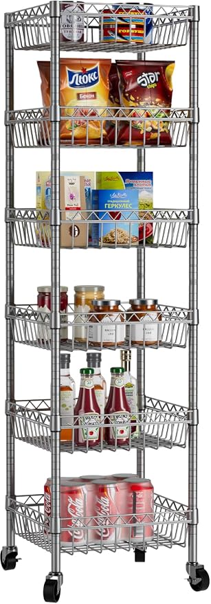 6 Shelves Storage Shelf Wire Closet Bathroom Organizers Metal Pantry Kitchen by Golpart