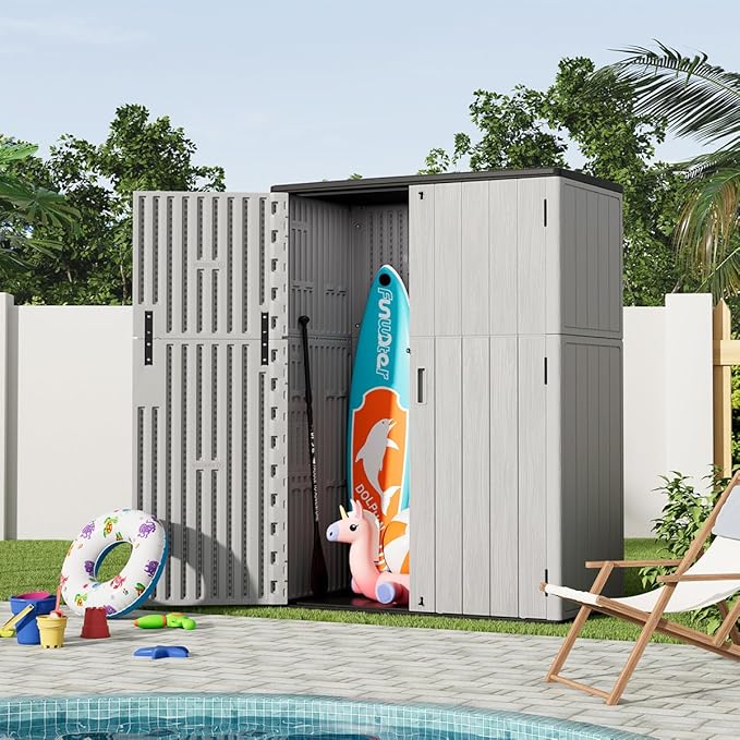 KINYING Outdoor Vertical Storage Shed, 57 Cu.ft Outdoor Storage Cabinet - Image 6