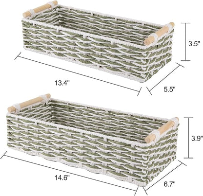 OIAHOMY Toilet Paper Baskets Handmade Paper Rope Decorative Wicker Storage Tank - Image 3