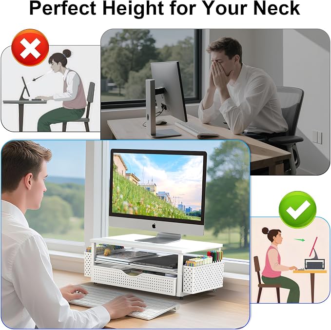 Spacrea Desk Organizer and Accessories, Computer Monitor Stand Riser - Image 3