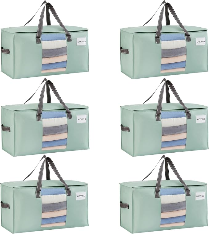 VENO 6 Pack Moving Bags, Comforter and Blanket Storage Bags by Veno