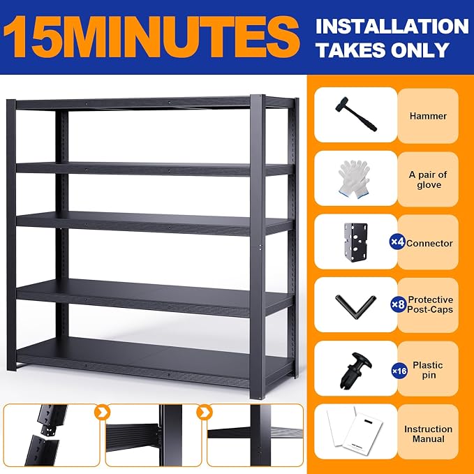 84''H Garage Shelving Heavy Duty, 3050LBS Storage Shelves, Adjustable Metal - Image 7