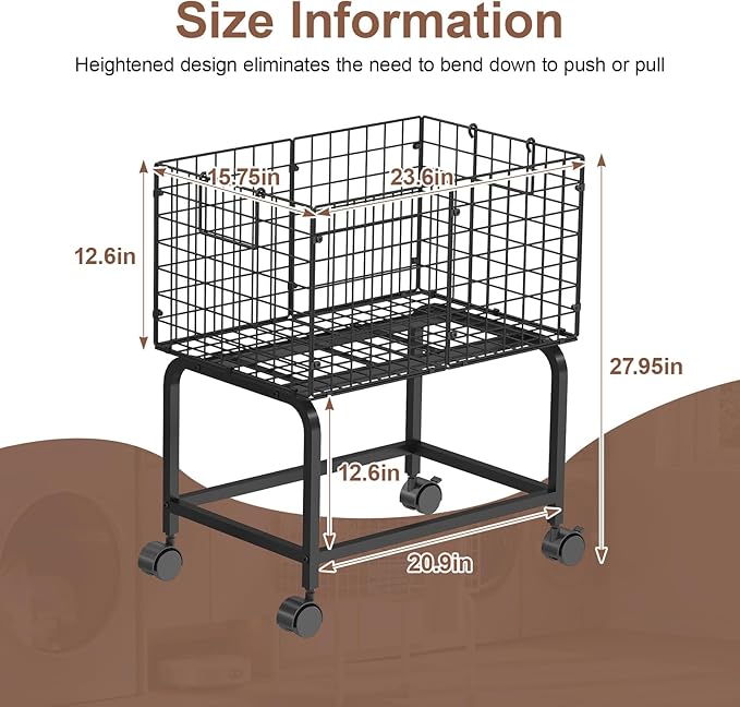 Wire Laundry Hamper Cart, Rolling Laundry Carts - Image 6