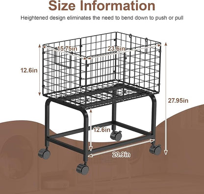 Wire Laundry Hamper Cart, Rolling Laundry Carts - Image 6