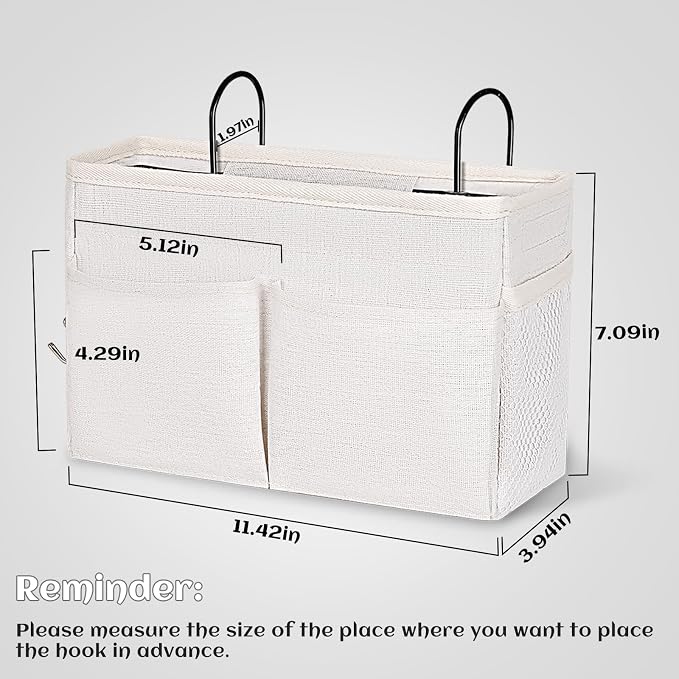 Bedside Caddy White Bedside Hanging Storage Basket Bed Caddy - Image 2