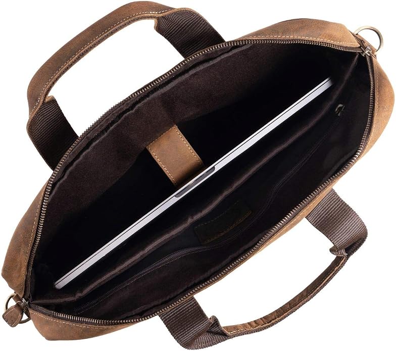 KomalC 16 Inch Leather briefcases Laptop Messenger Bags - Image 7