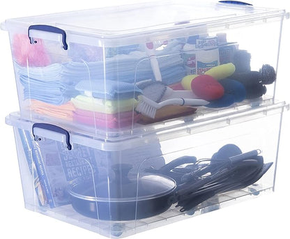 Superio Storage Bins with Lids, Stackable Totes, BPA Free, Odor Free, Organizer by Superio
