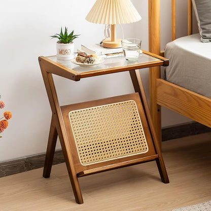 Giantex Rattan Side Table, Boho Nightstand - Image 8