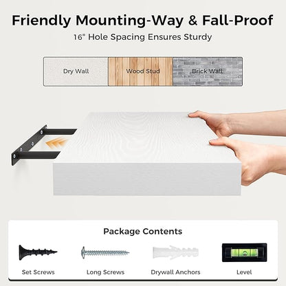 Fun Memories 12 Inch Floating Shelf, Rustic Wood Wall Shelves - Image 7