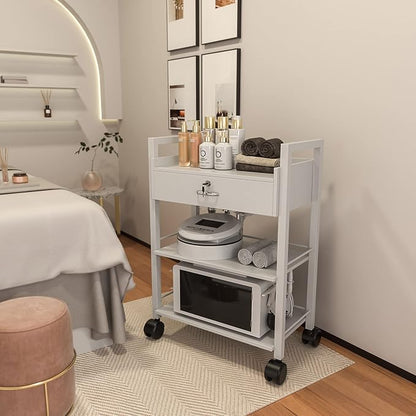 Paddie Salon Trolley Cart, Wooden Mobile Utility Cabinet Lab Cart - Image 3