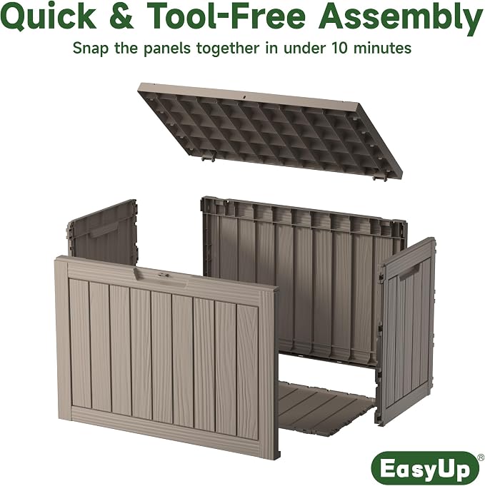 EasyUp 45 Gallon Outdoor Storage Box, Resin Waterproof UV-Resistant Deck Box - Image 7