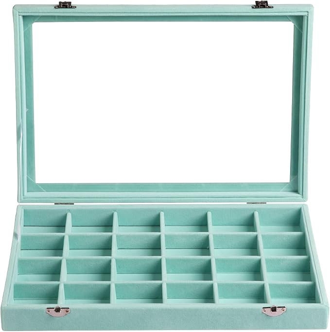 Frebeauty Velvet Jewelry Tray, 24 Grid Jewelry Organizer - Image 2