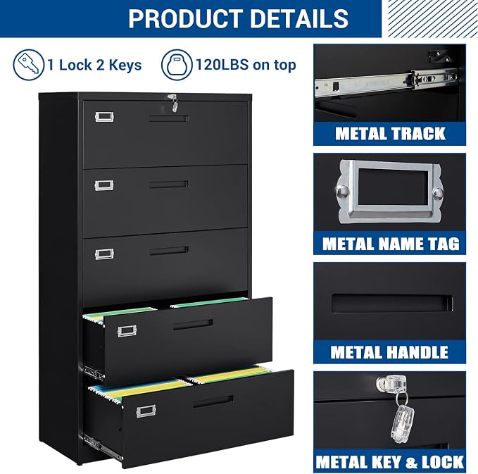 Lateral File Cabinet with 5 Drawers - Image 7
